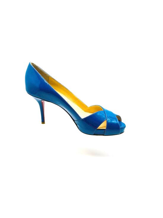 Christian Louboutin Shoes - CHRISTIAN LOUBOUTIN Classic Patent Blue Shelley 90 Pumps size EU 36